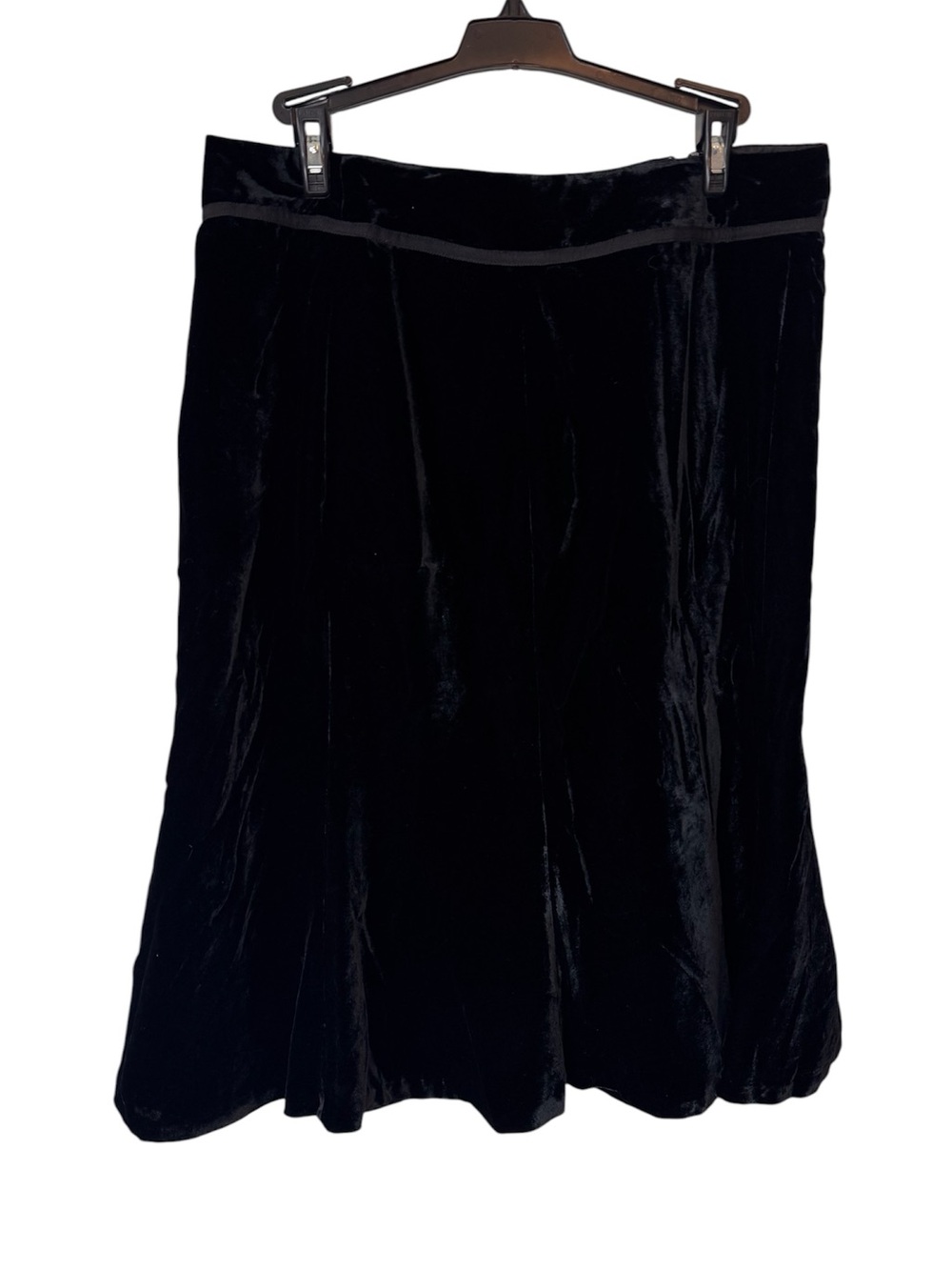 Liz Claiborne Black Velvet A-Line Midi Skirt Holiday Classic Whimsical